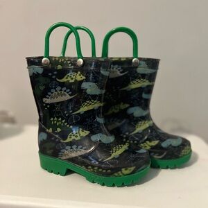 Kids Dinosaur Rain Boots - Green and Dark Blue